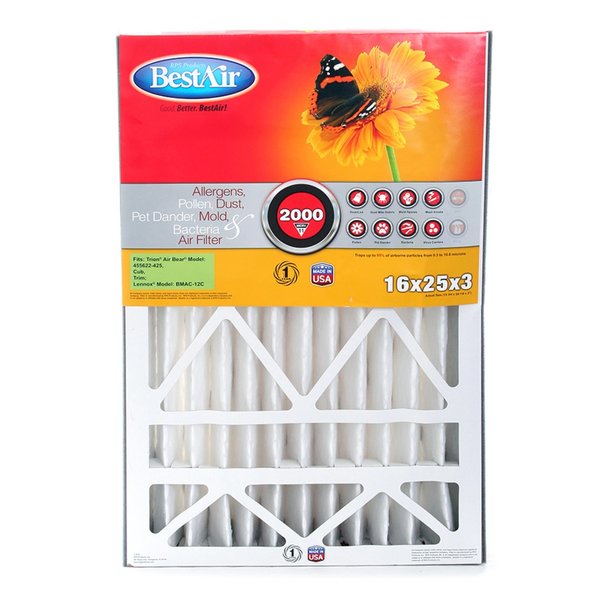 Bestair 16 in. W X 25 in. H X 3 in. D 11 MERV Pleated Air Filter AB3-1625-11R